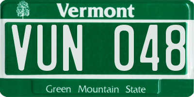 VT license plate VUN048