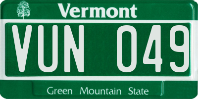 VT license plate VUN049