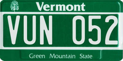 VT license plate VUN052