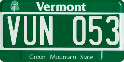 VT license plate VUN053