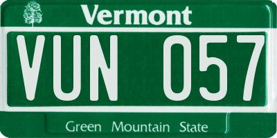 VT license plate VUN057