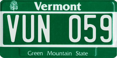 VT license plate VUN059
