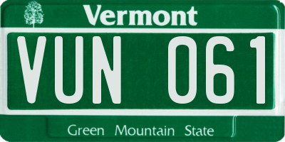 VT license plate VUN061