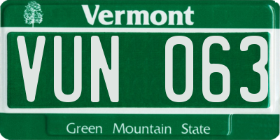 VT license plate VUN063