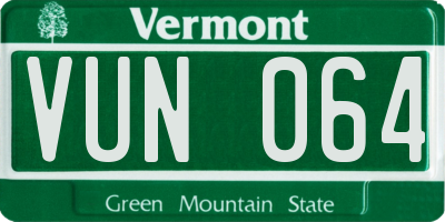VT license plate VUN064
