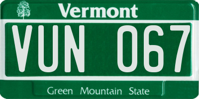 VT license plate VUN067