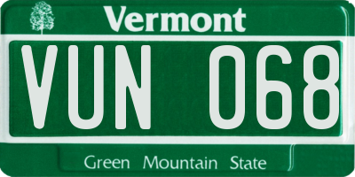 VT license plate VUN068