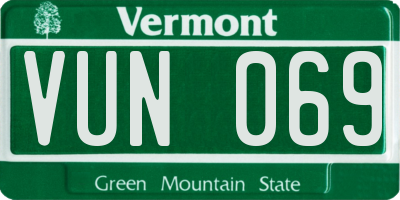 VT license plate VUN069