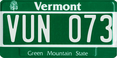 VT license plate VUN073