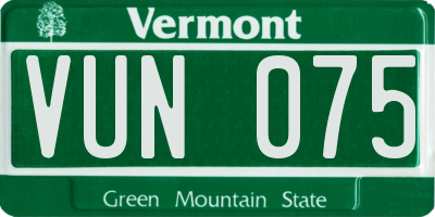 VT license plate VUN075