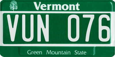 VT license plate VUN076