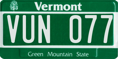 VT license plate VUN077