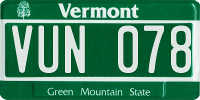 VT license plate VUN078