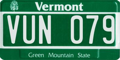 VT license plate VUN079