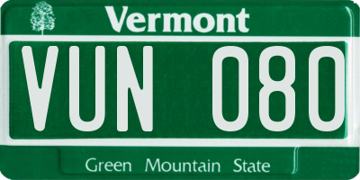 VT license plate VUN080