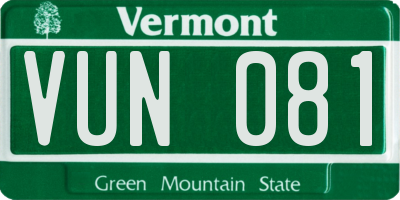 VT license plate VUN081