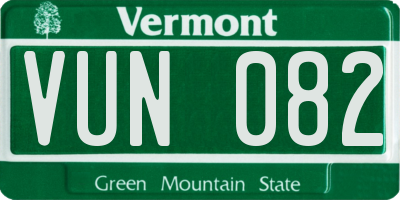 VT license plate VUN082