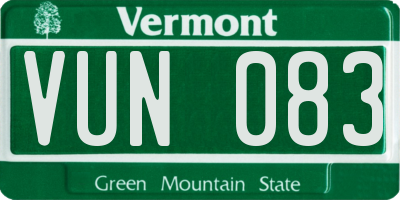 VT license plate VUN083