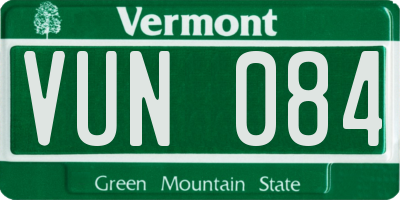 VT license plate VUN084
