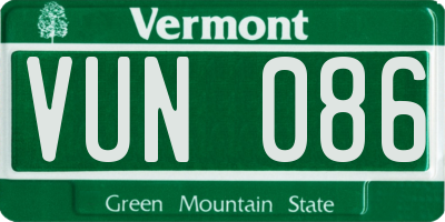 VT license plate VUN086