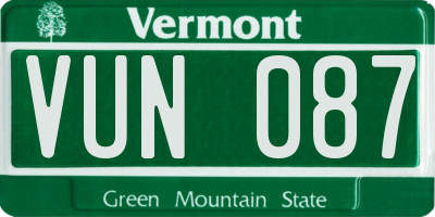VT license plate VUN087