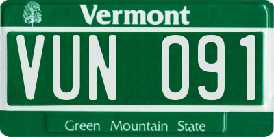 VT license plate VUN091