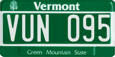 VT license plate VUN095