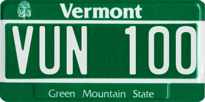 VT license plate VUN100
