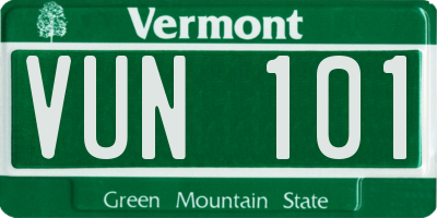 VT license plate VUN101