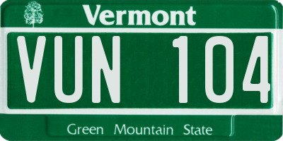 VT license plate VUN104