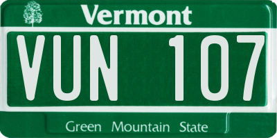 VT license plate VUN107