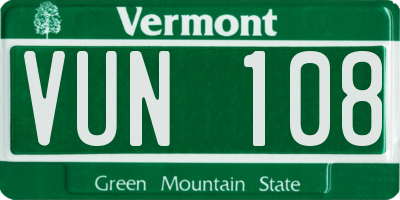 VT license plate VUN108