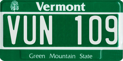 VT license plate VUN109