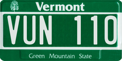 VT license plate VUN110