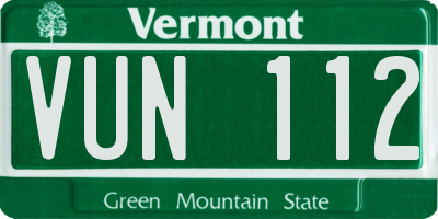 VT license plate VUN112