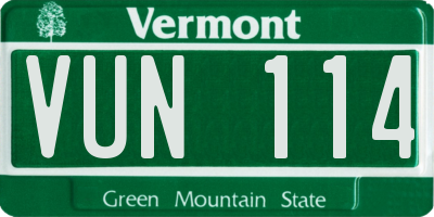 VT license plate VUN114