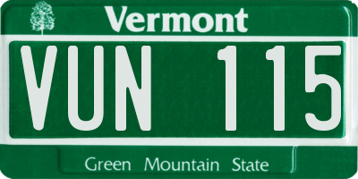 VT license plate VUN115