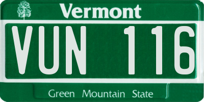 VT license plate VUN116
