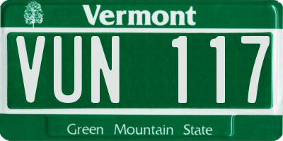VT license plate VUN117