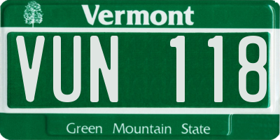 VT license plate VUN118