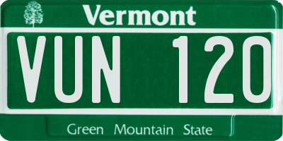 VT license plate VUN120