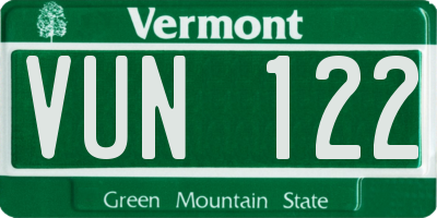 VT license plate VUN122