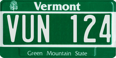 VT license plate VUN124