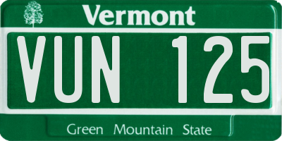 VT license plate VUN125