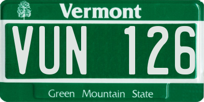 VT license plate VUN126
