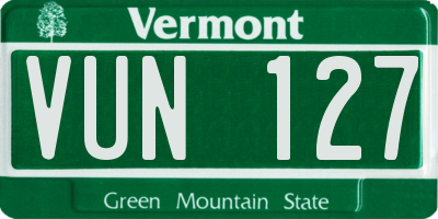 VT license plate VUN127