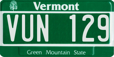 VT license plate VUN129