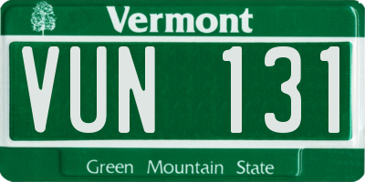 VT license plate VUN131