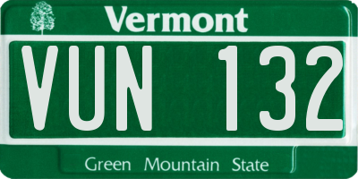 VT license plate VUN132