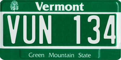 VT license plate VUN134